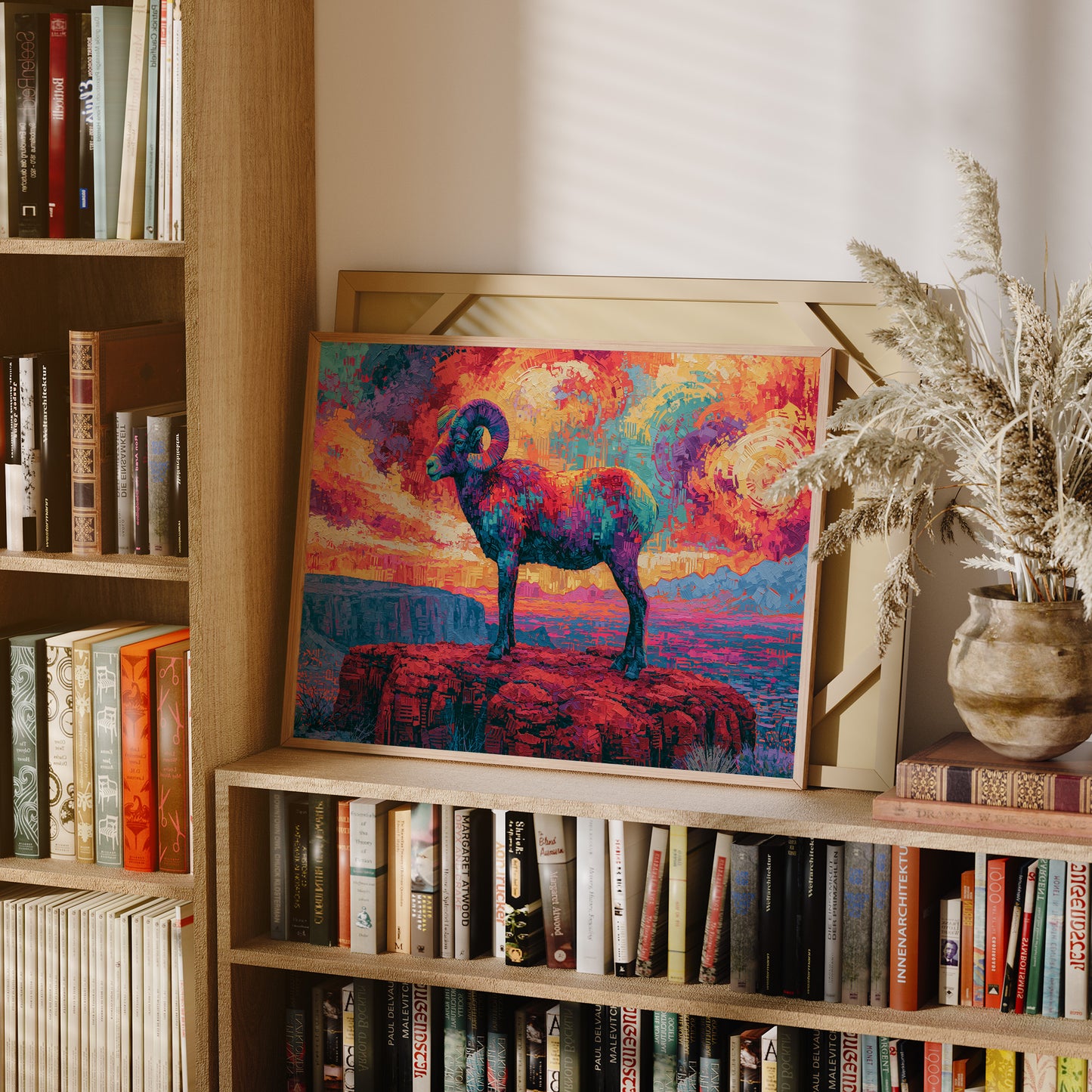 Bighorn Ram, Canyon Sky Ablaze