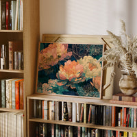 Peonies in Copper and Teal
