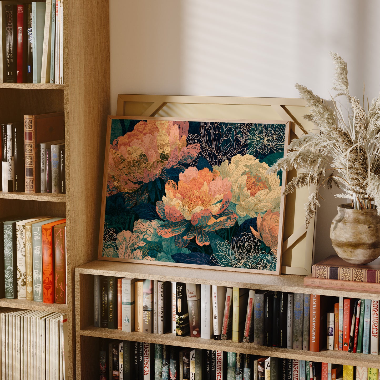 Peonies in Copper and Teal