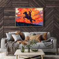 Rearing Cowboy, Desert Sunset Blaze
