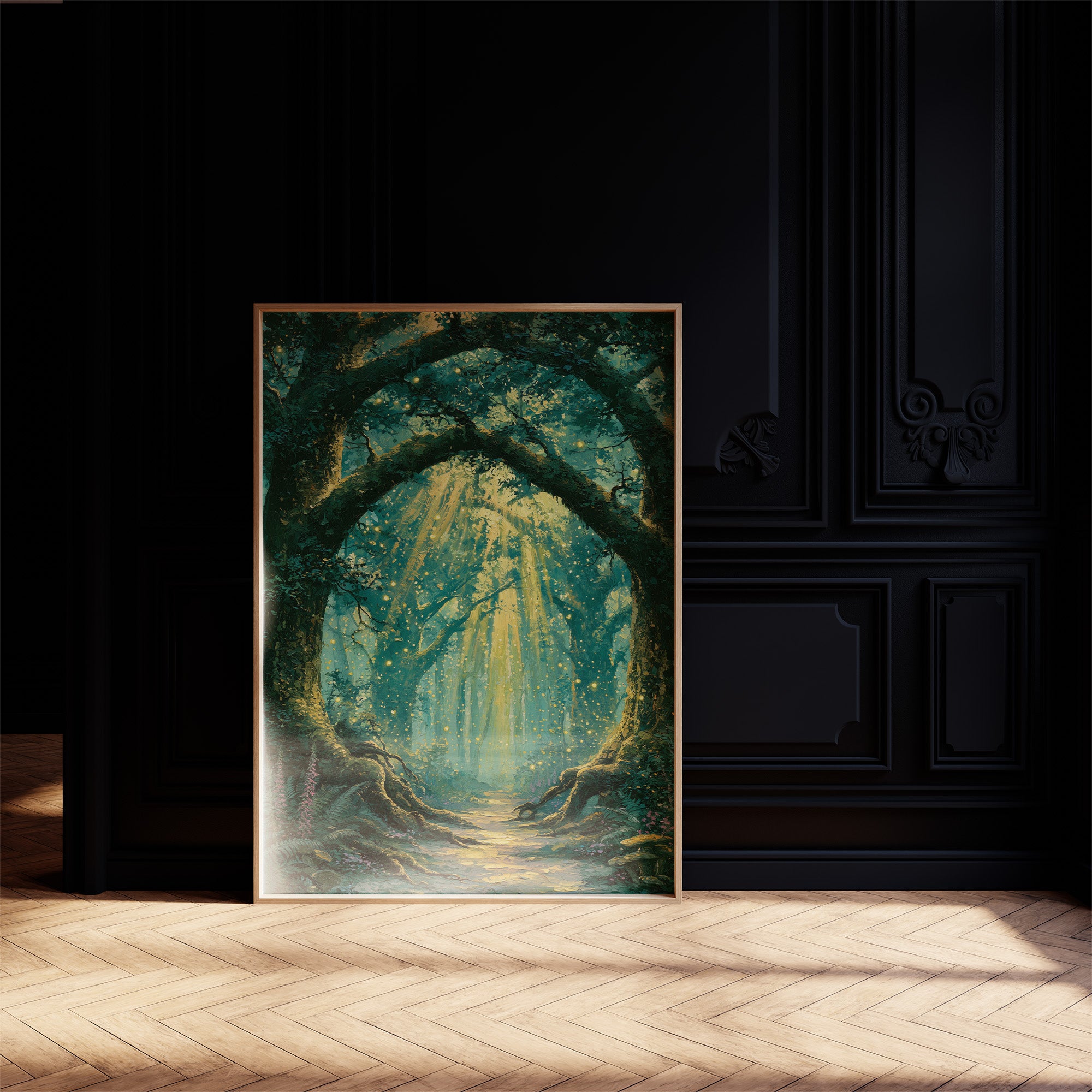 Golden Rays Through the Grove