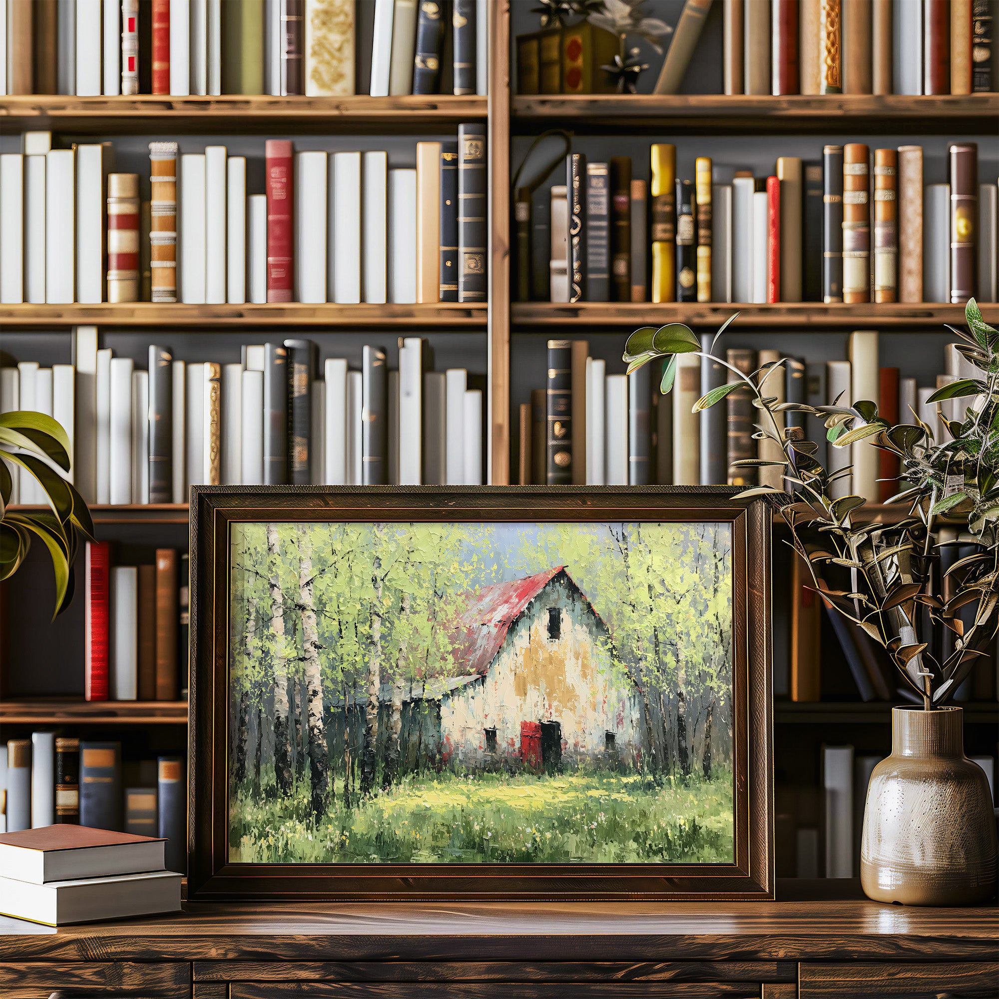 Old Barn Among the Birches