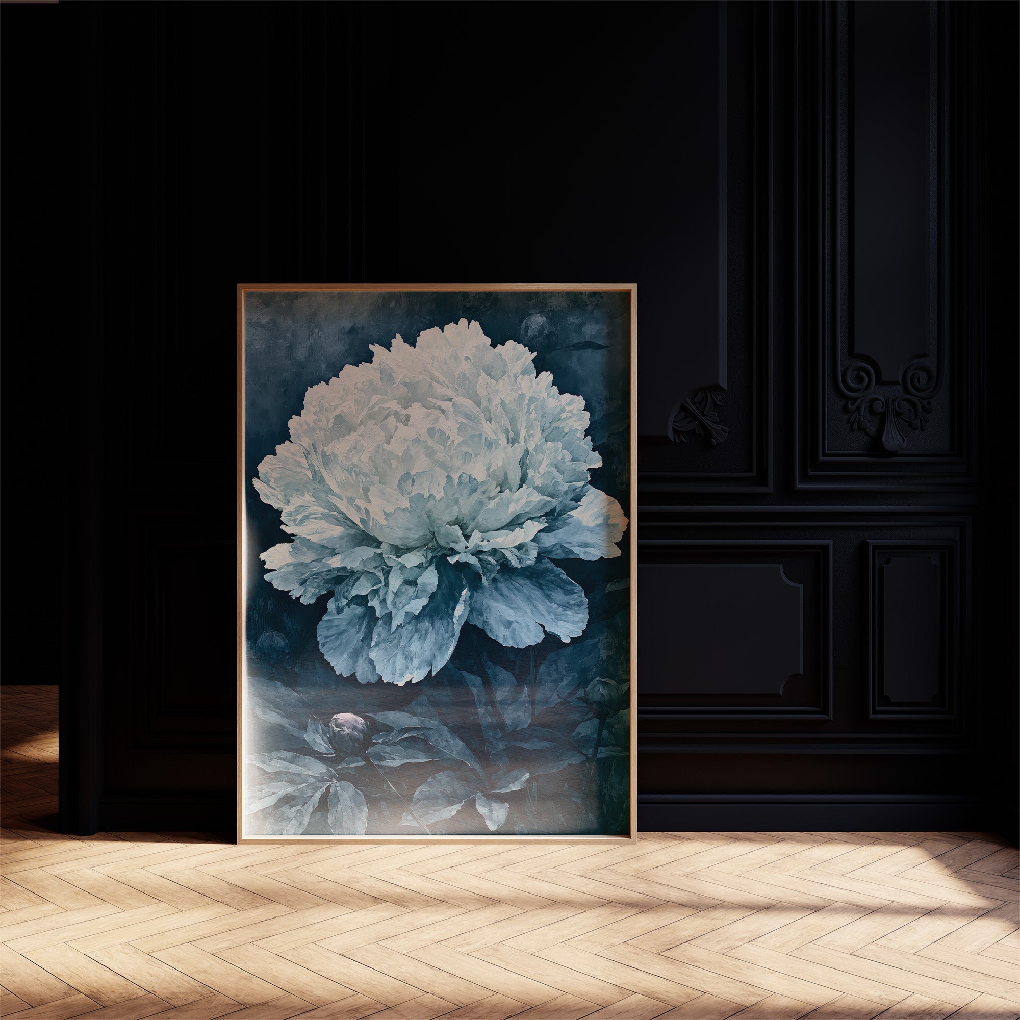 Frosted Peony in Blue