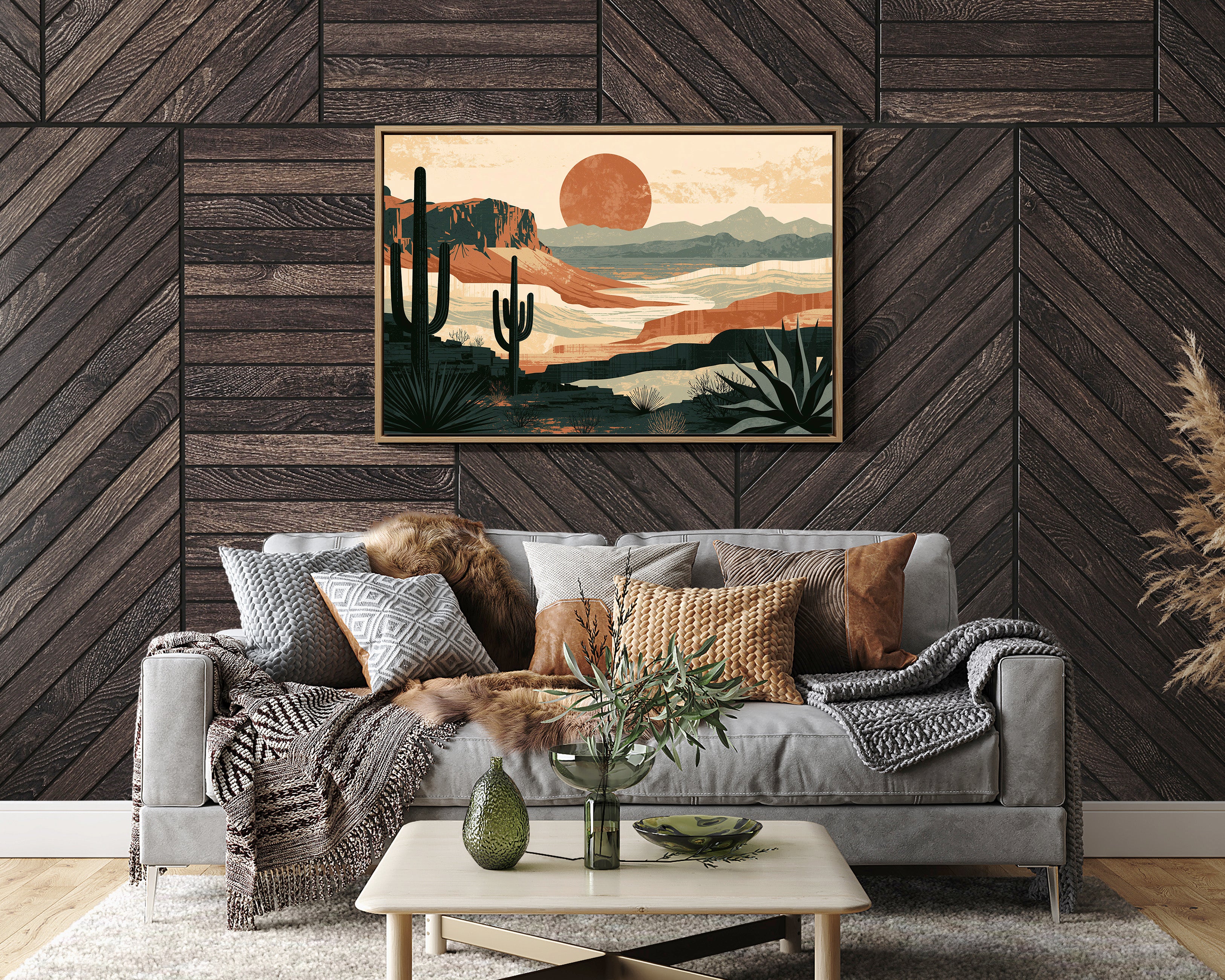 Retro Sun Over Saguaro Country