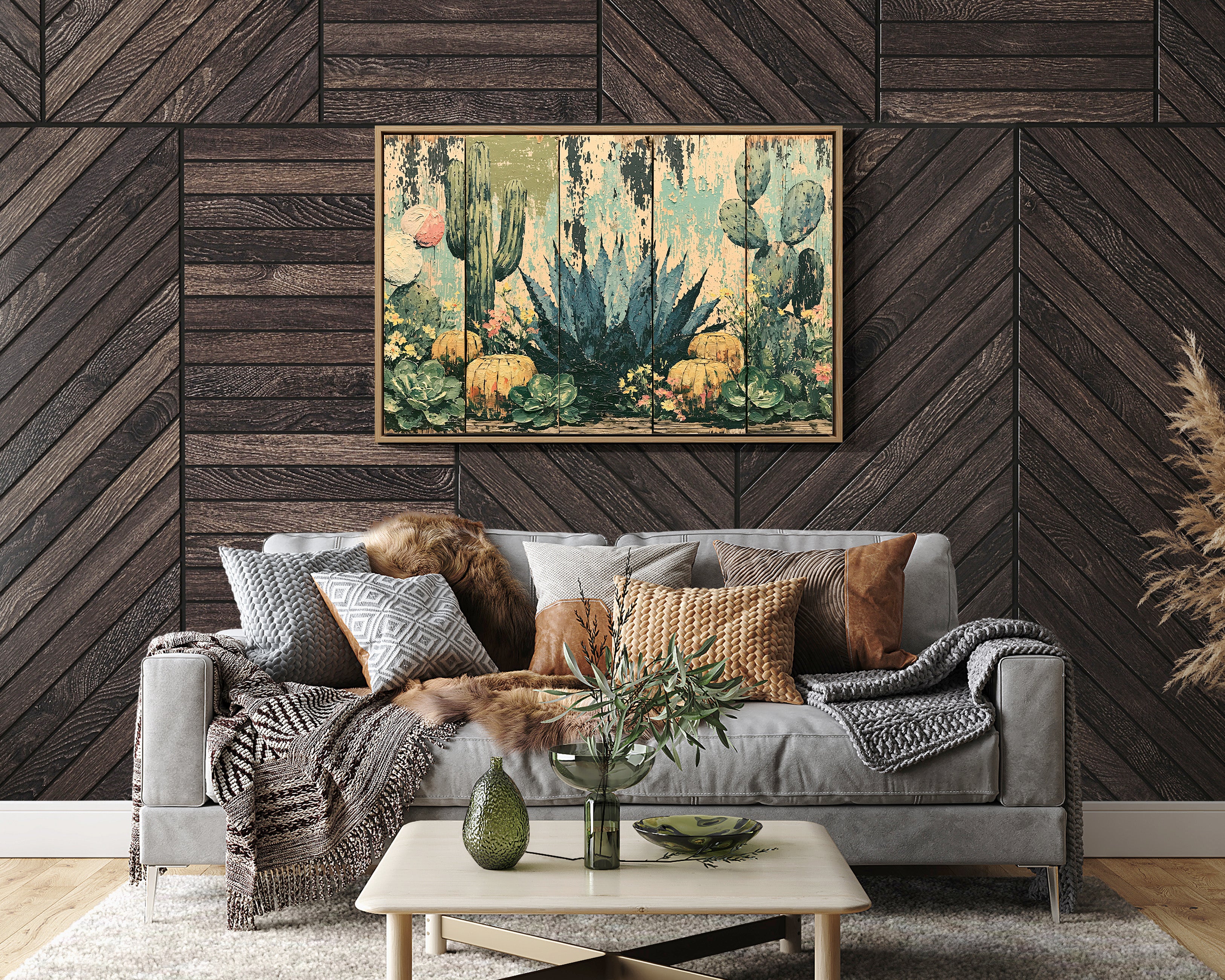 Rustic Cactus Garden Panels
