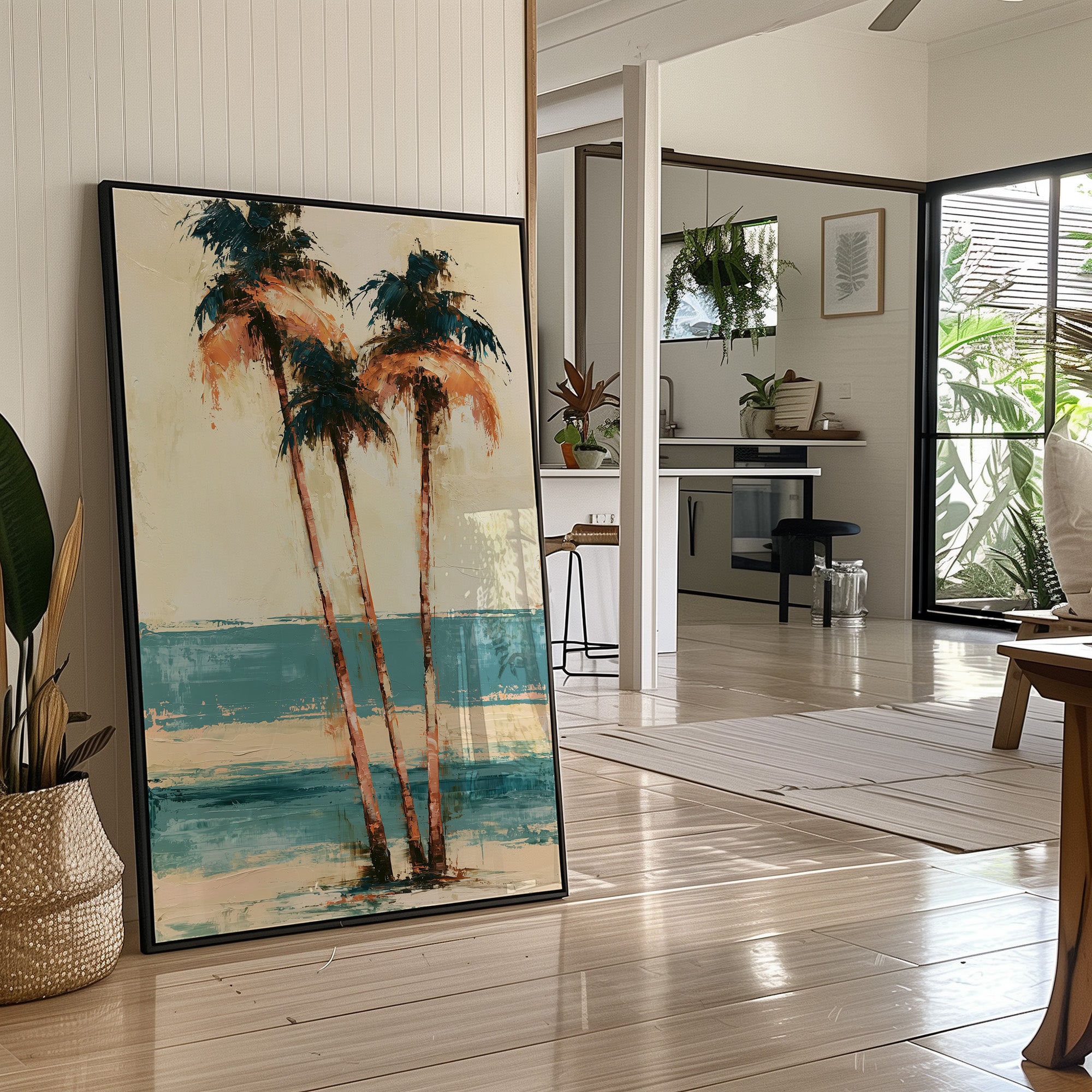 Palms Painted in Palette Knife Gold