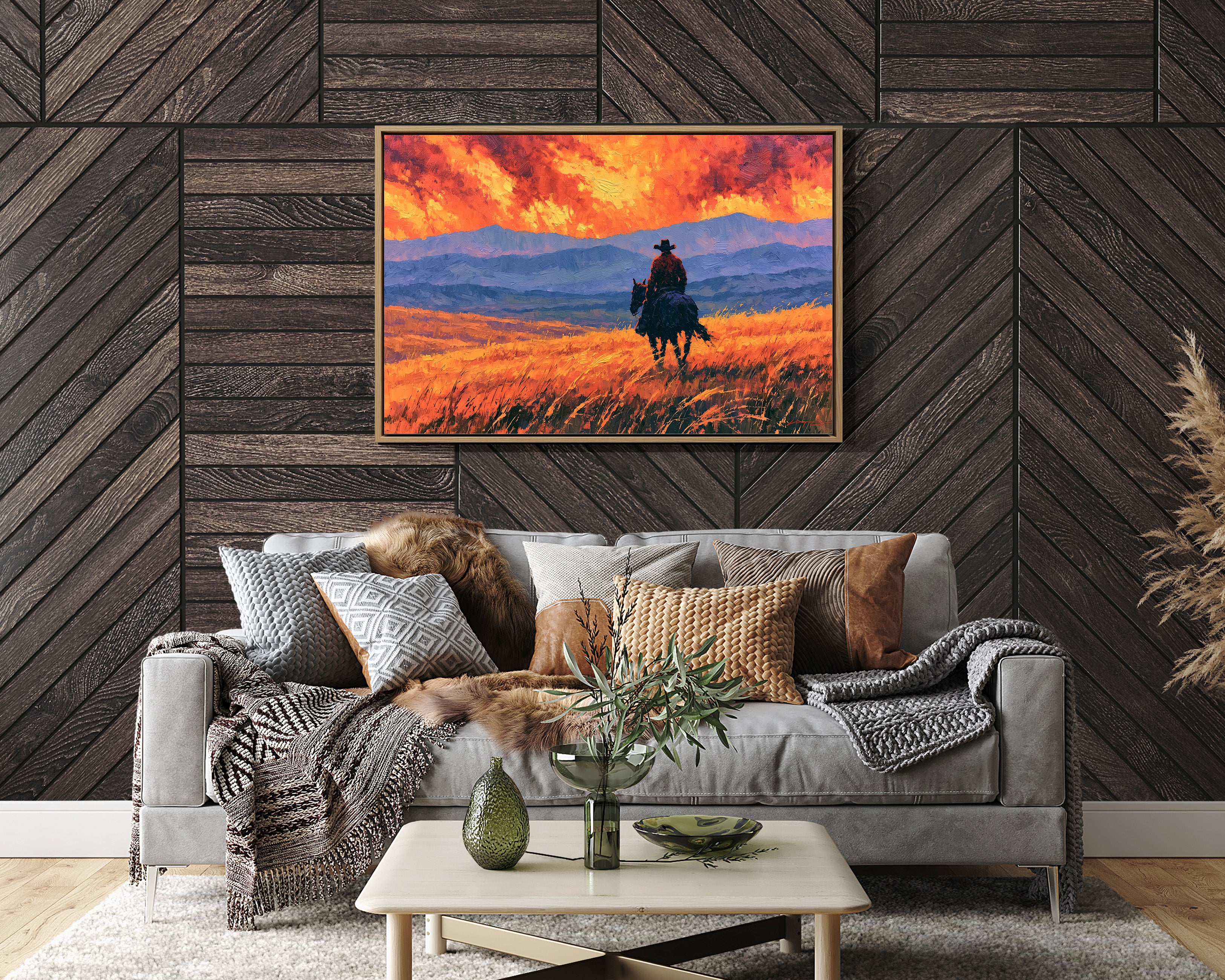 Cowboy Beneath the Crimson Sky