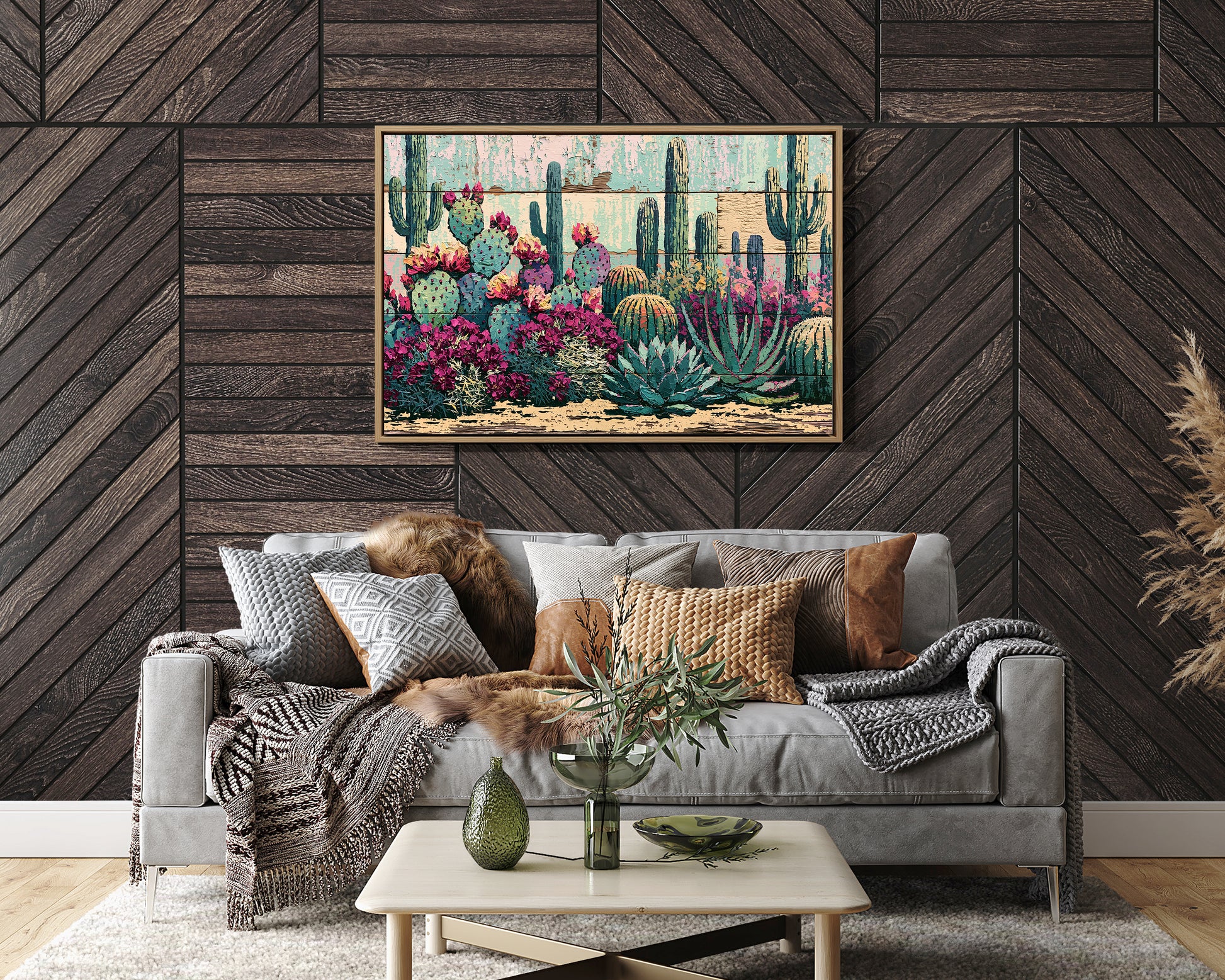 Blooming Prickly Pear Panels