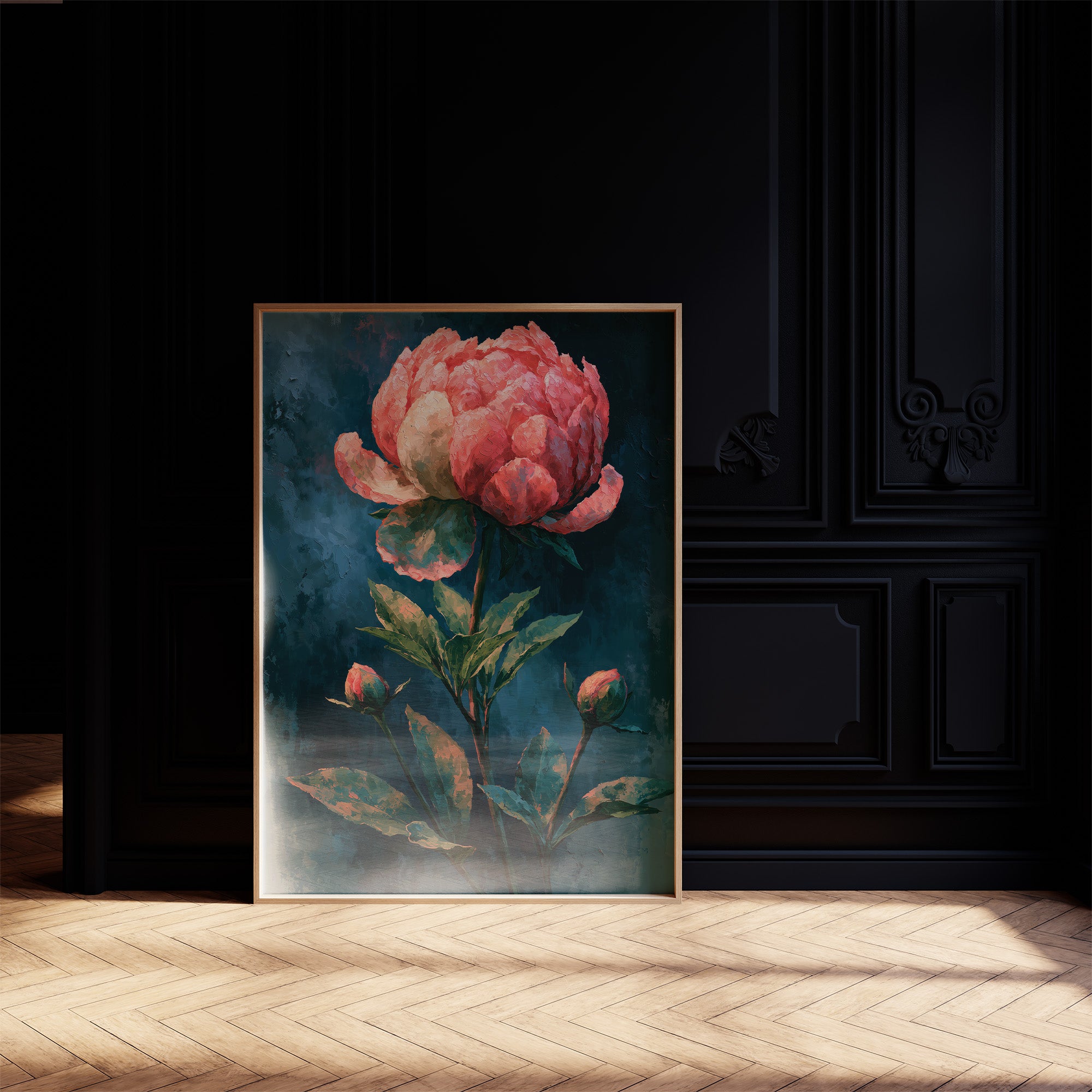 Peony Symmetry, Twin Buds Below
