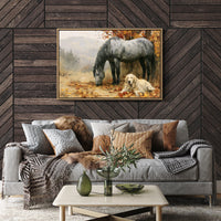 Grey Mare and Golden Retriever, Autumn