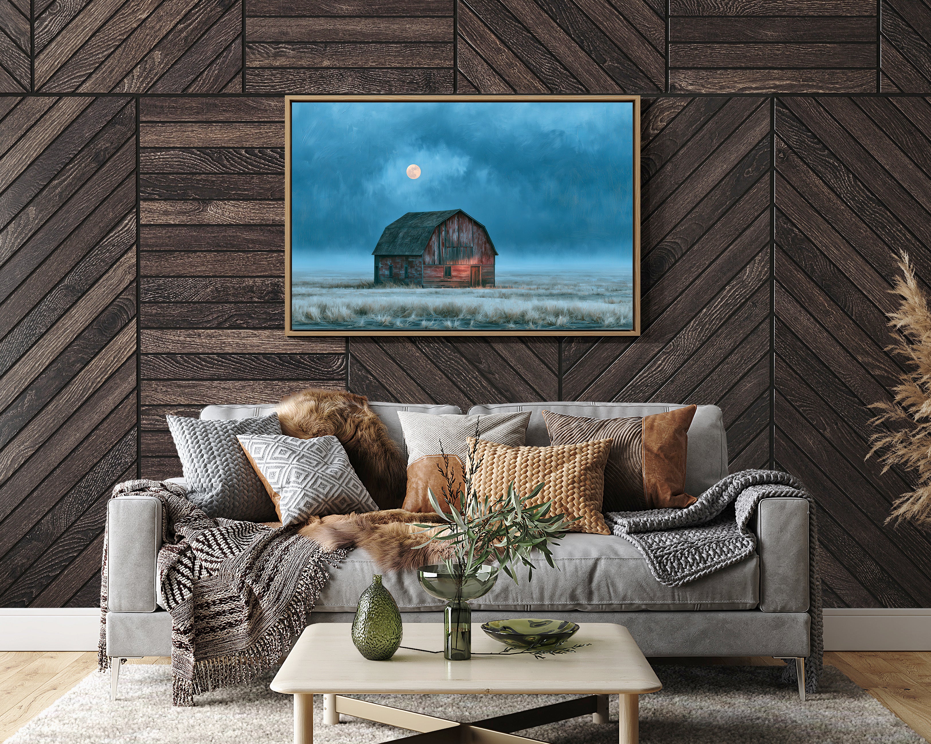 Frost Field Barn at Moonrise