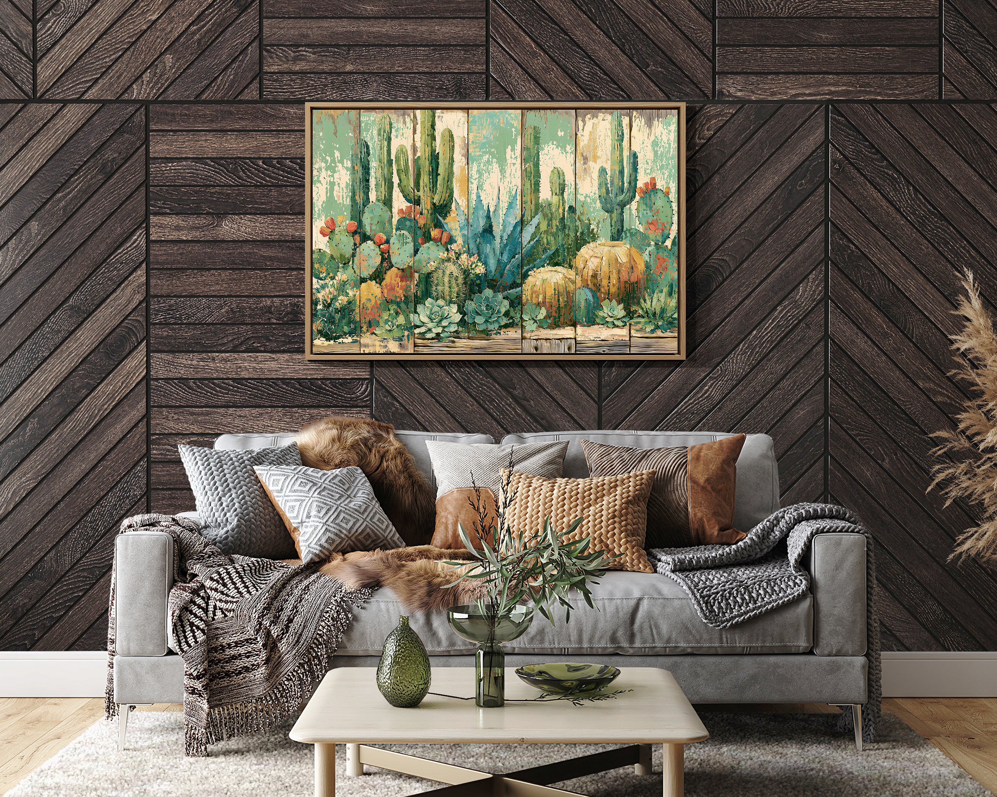 Desert Garden on Weathered Wood