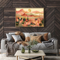 Blooming Desert Under Golden Moon
