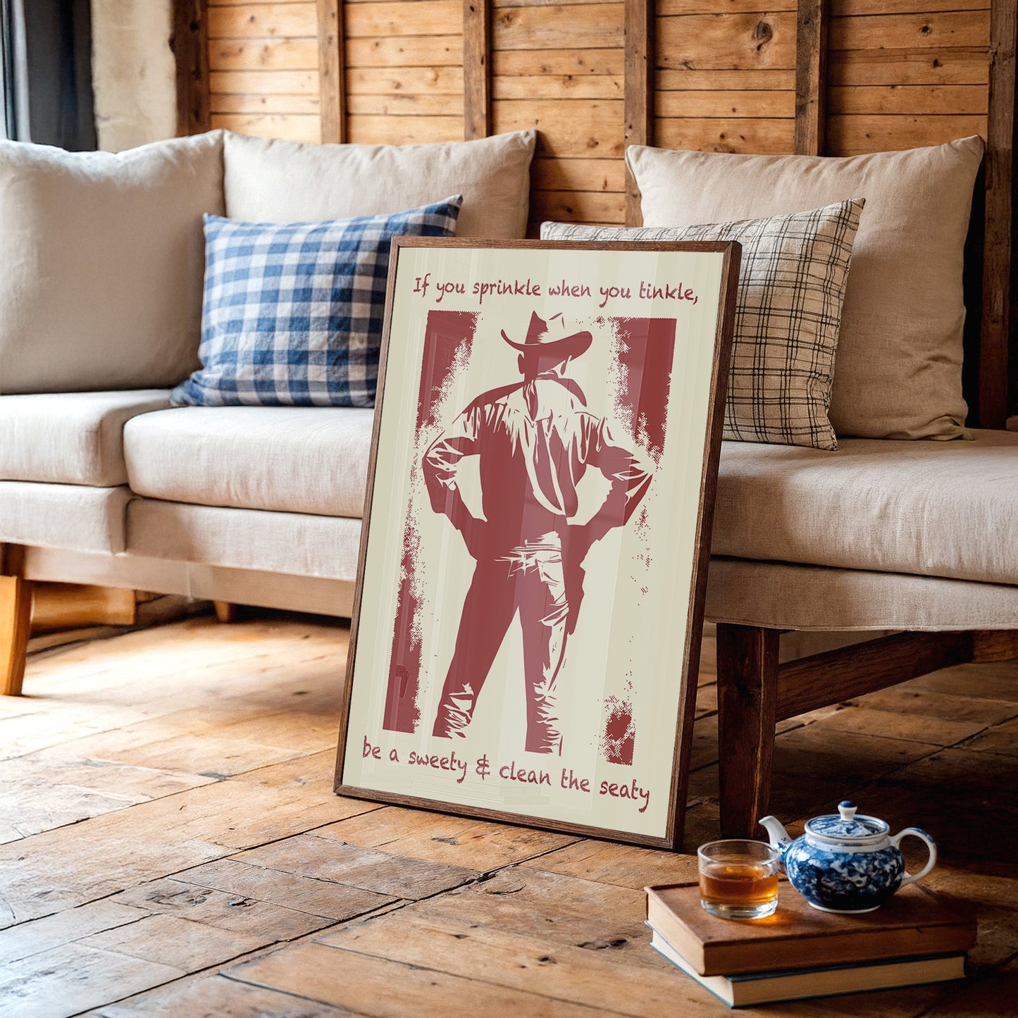 Cowboy Bathroom Reminder, Bold Print