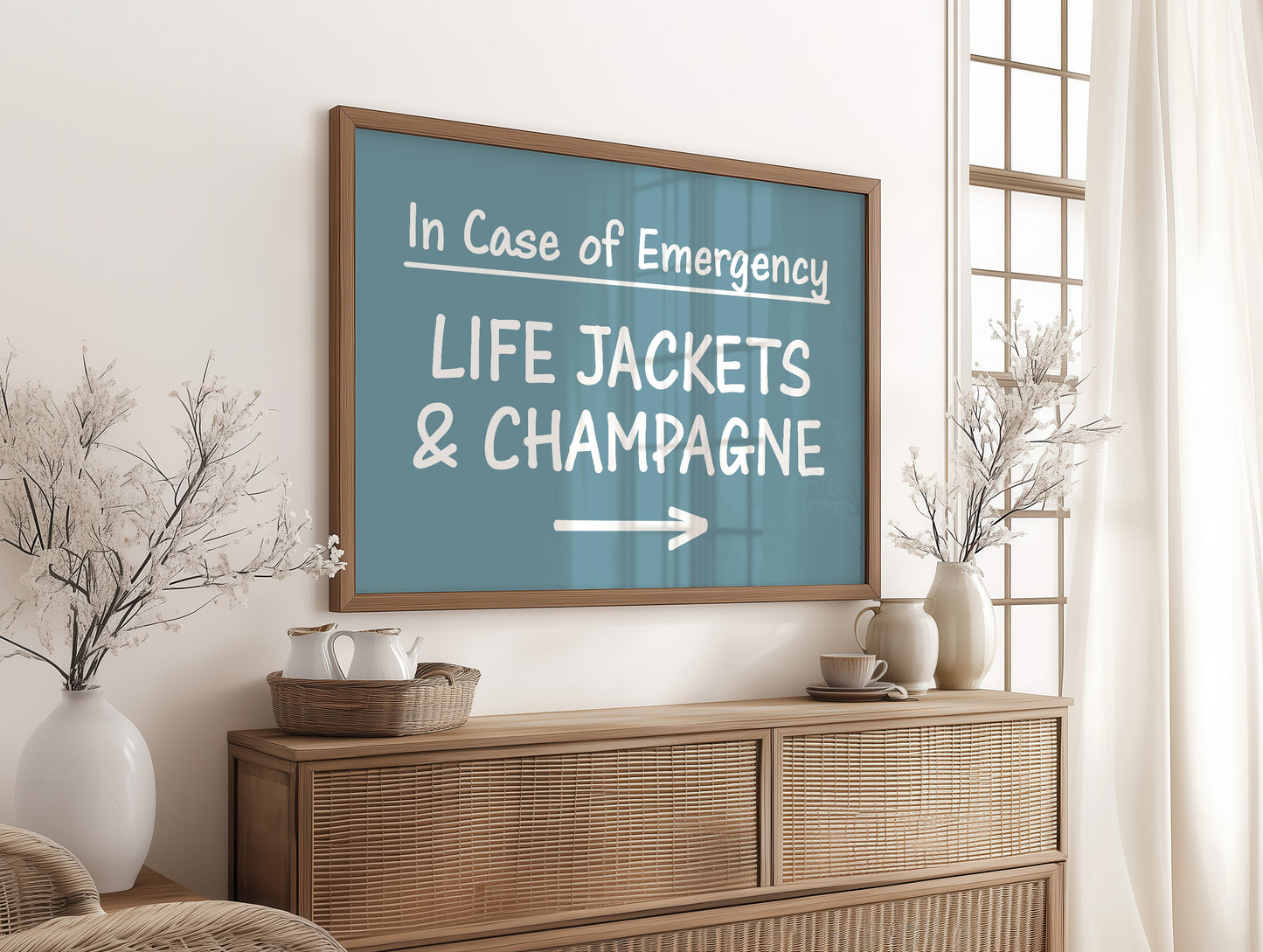 Life Jackets & Champagne Sign