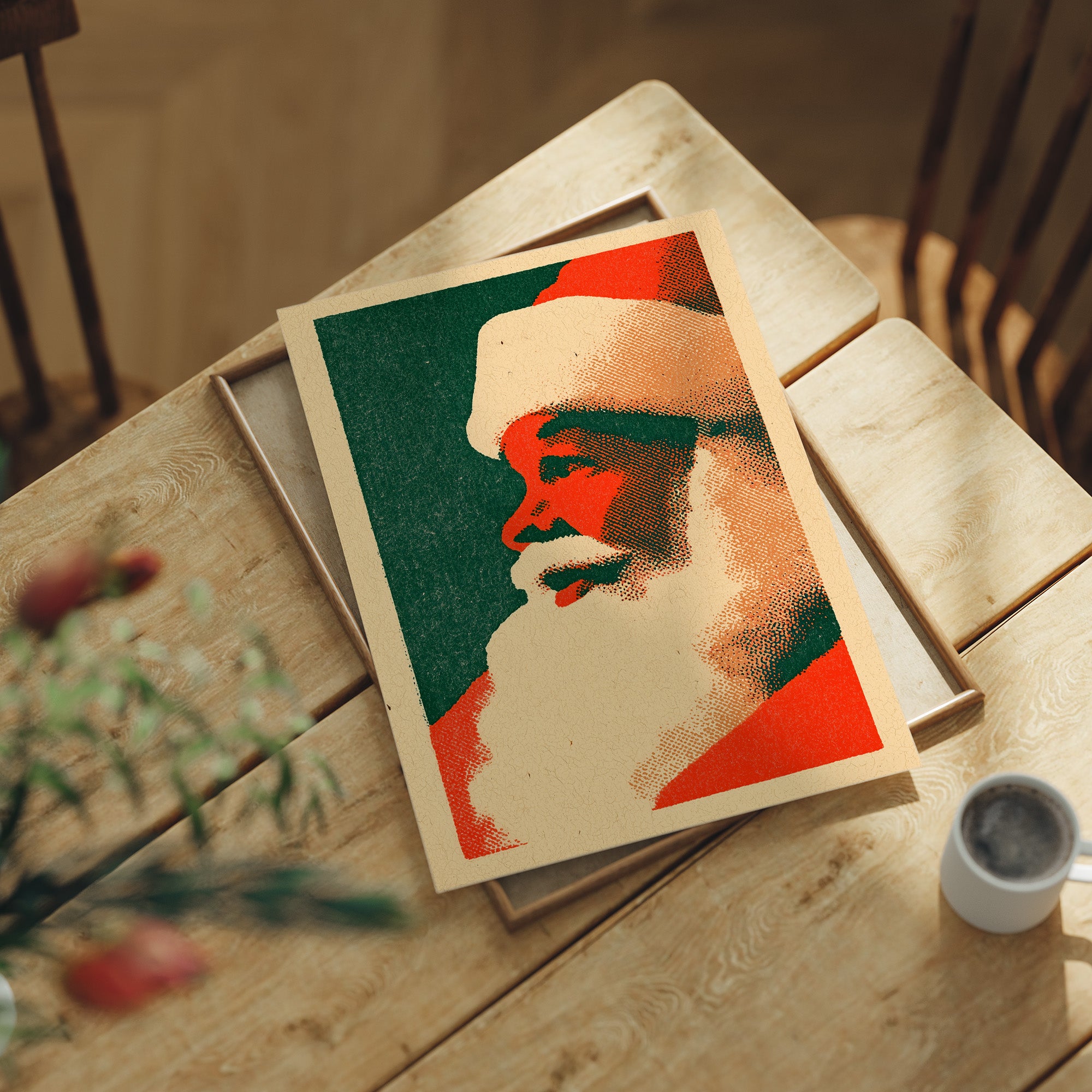 Santa in Profile, Halftone