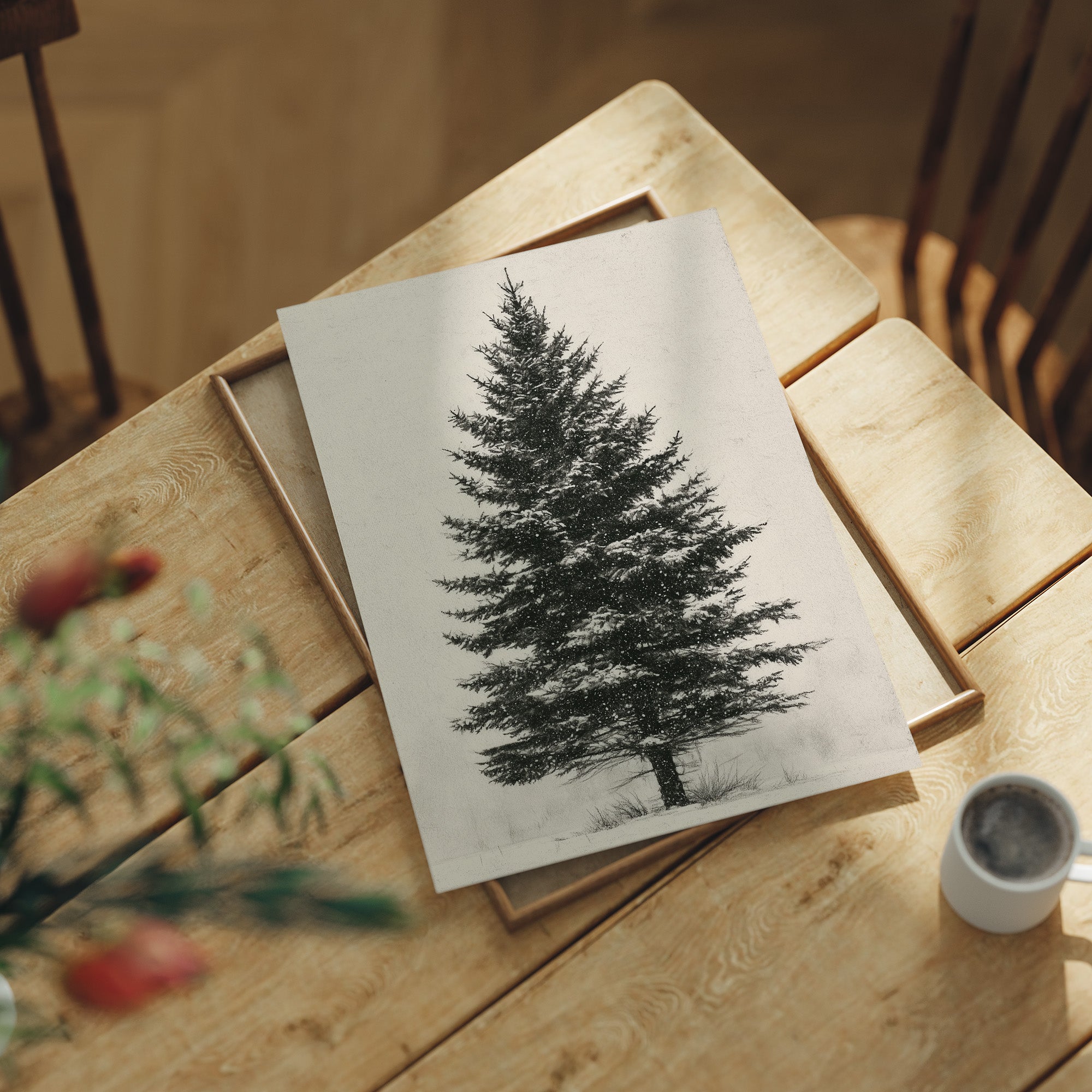 Lone Spruce in Snowfall