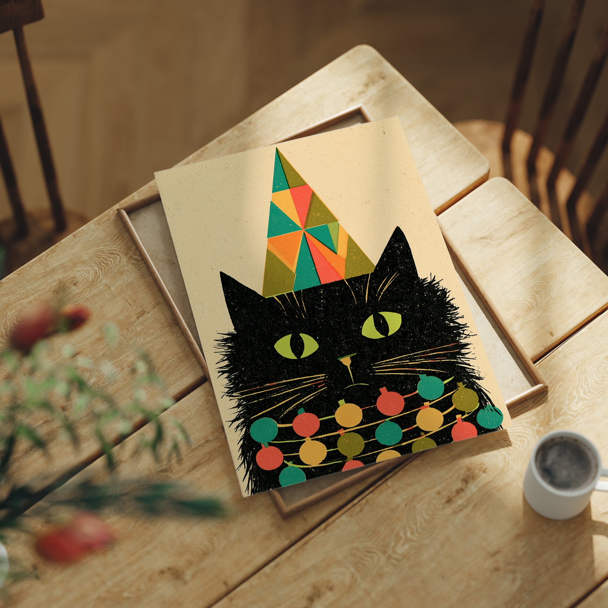 Geometric Christmas Cat