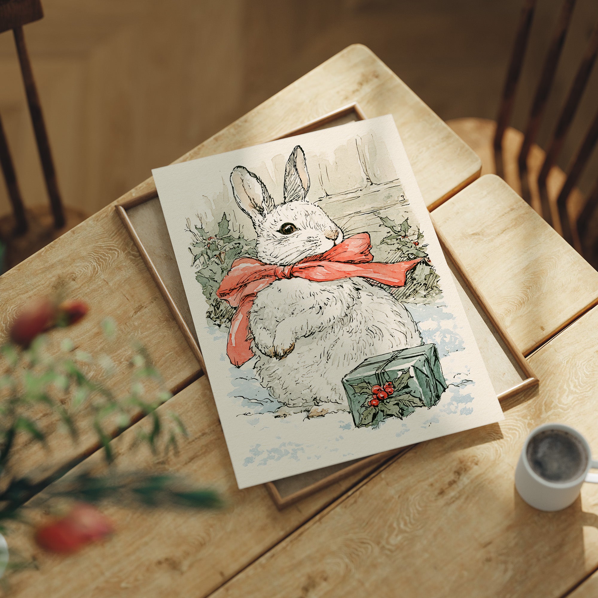 Storybook Bunny in a Red Bow