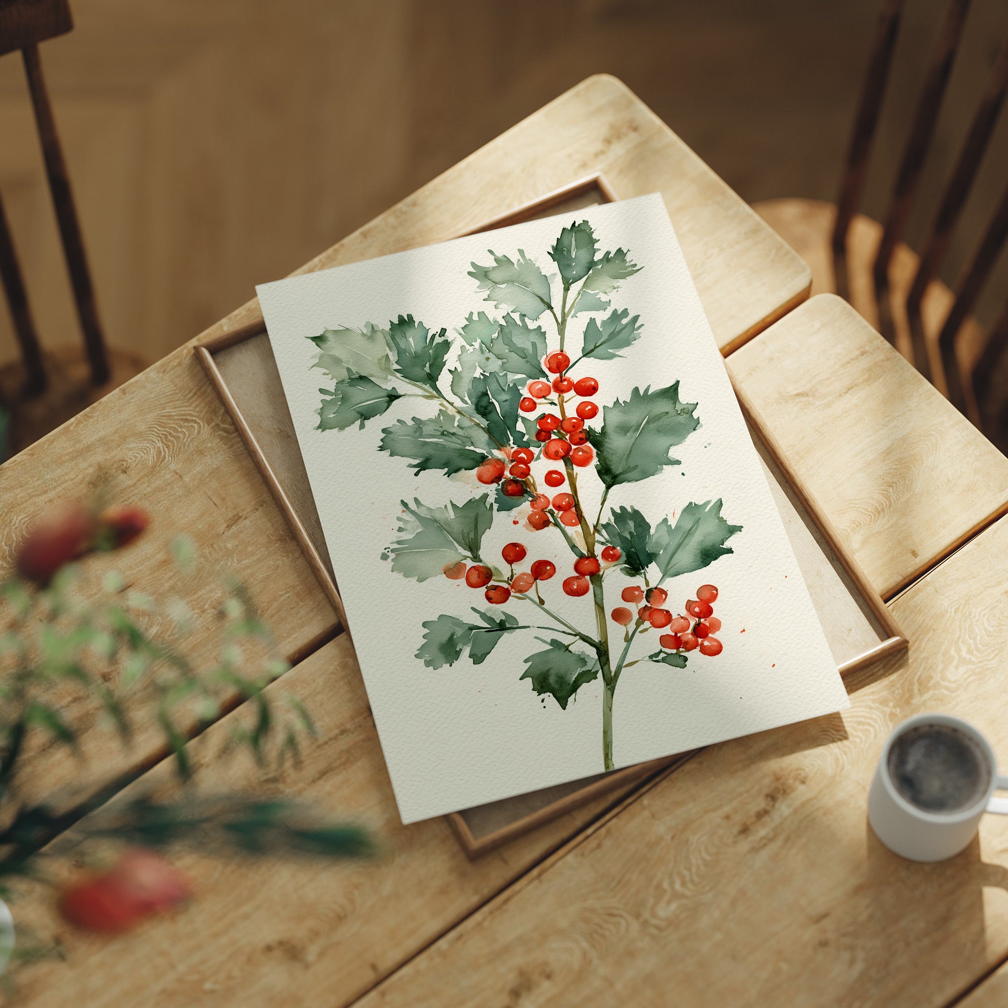 Holly Branch, Loosely Painted