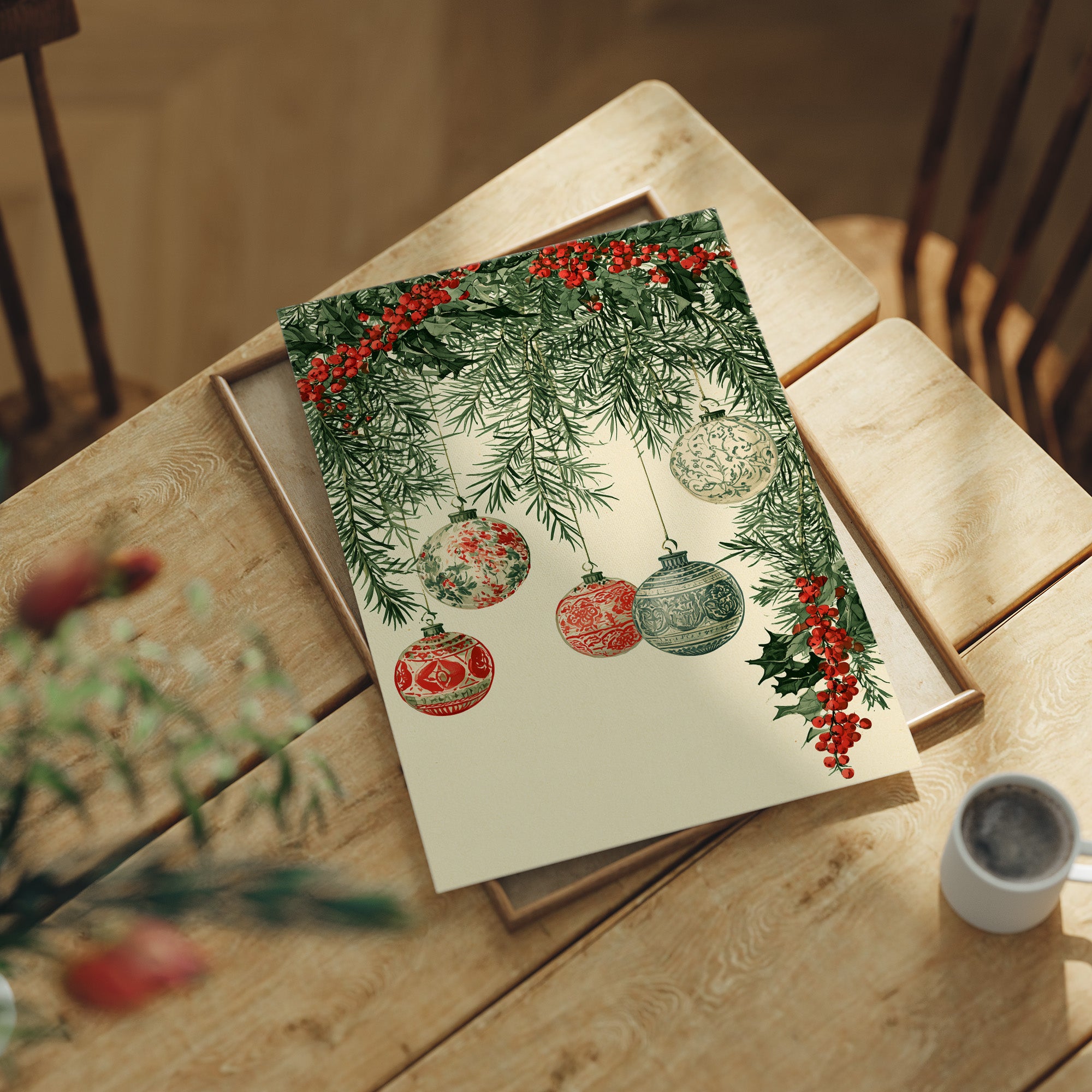 Patterned Baubles, Holly Framed