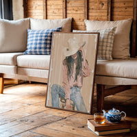 Seated in Blush and Denim