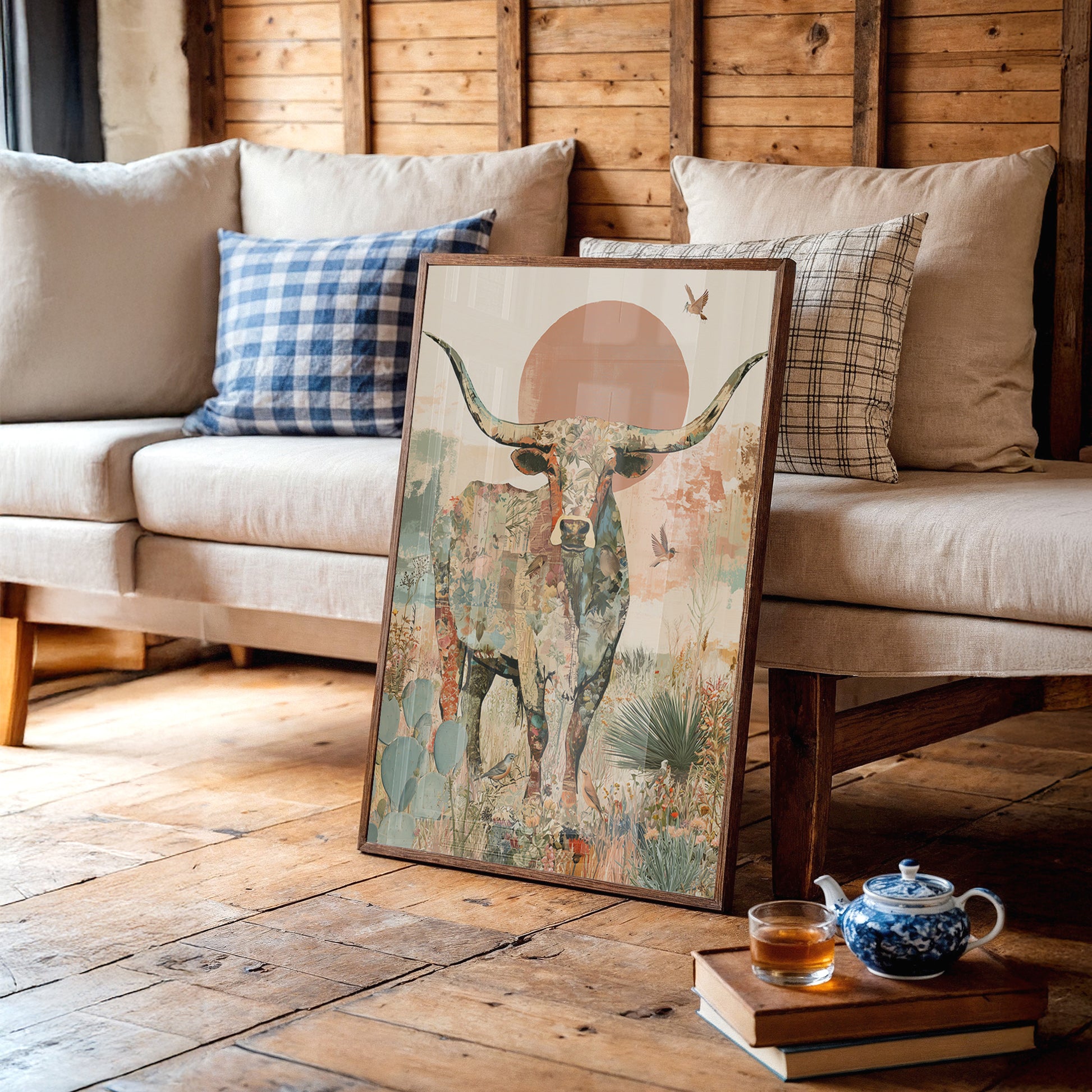 Longhorn Botanical Sunset Collage