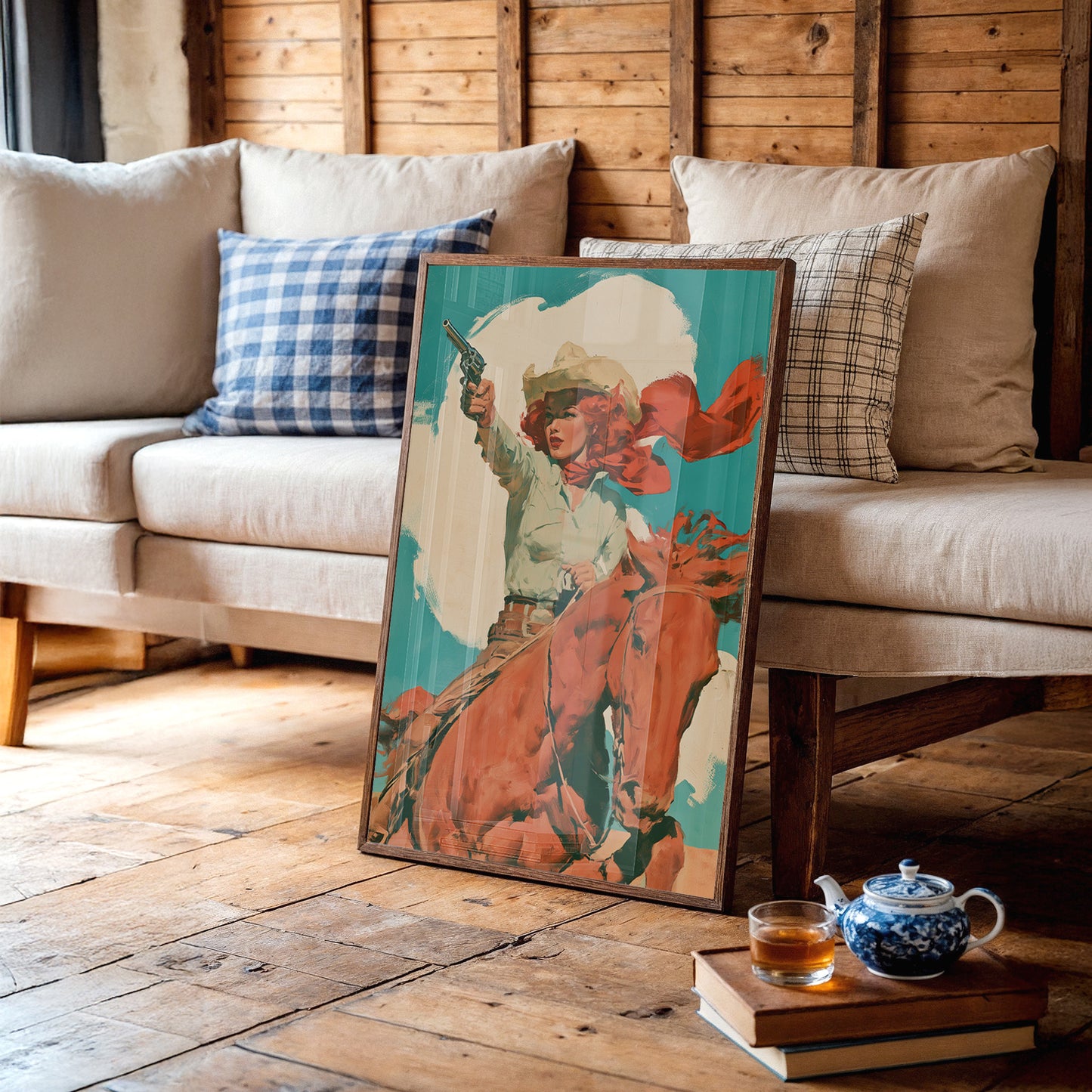 Vintage Cowgirl On Horseback