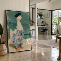 Beret Duck Strolling Beach