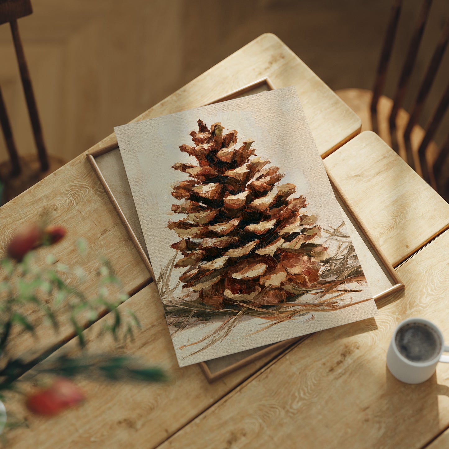 Pinecone Impasto Still Life