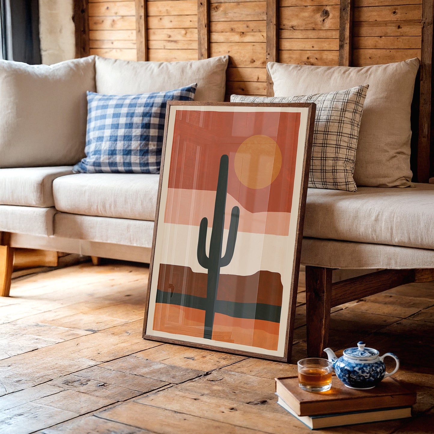 Minimalist Saguaro Sunset Silhouette