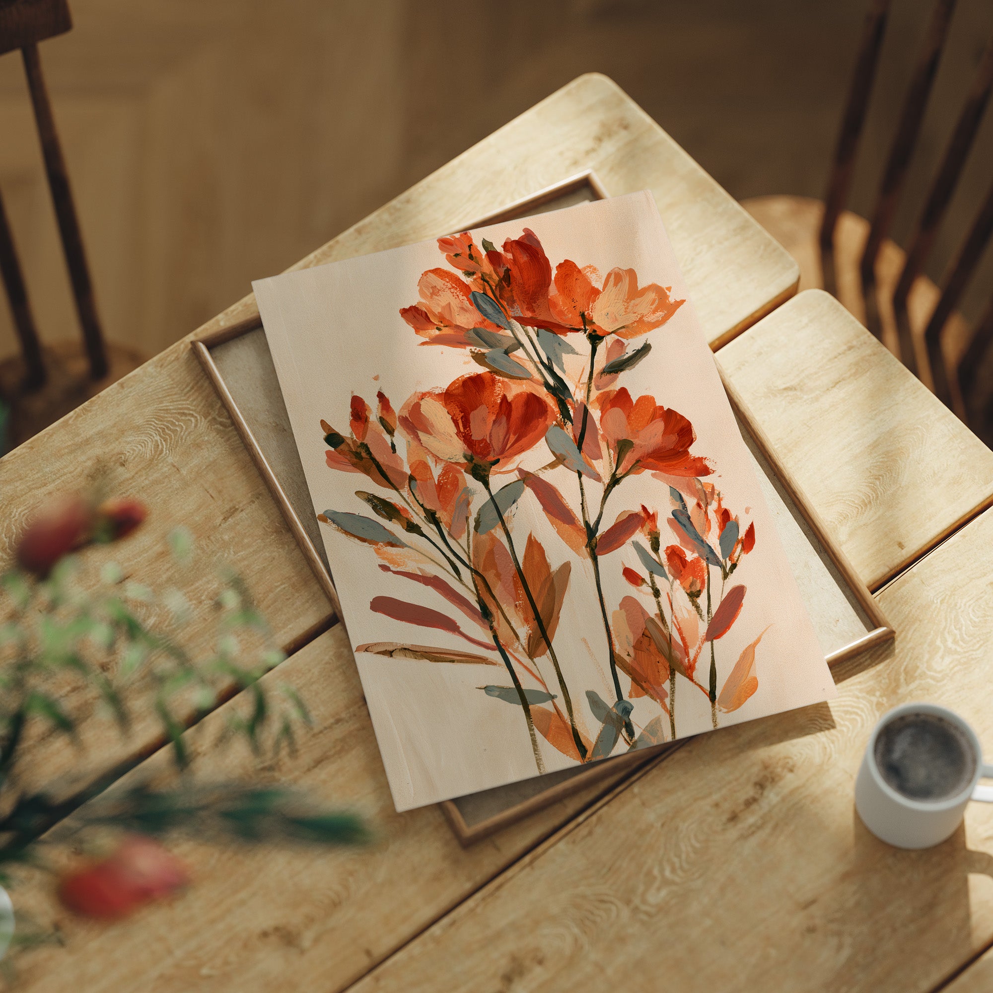 Terracotta Poppy Abstract Bouquet