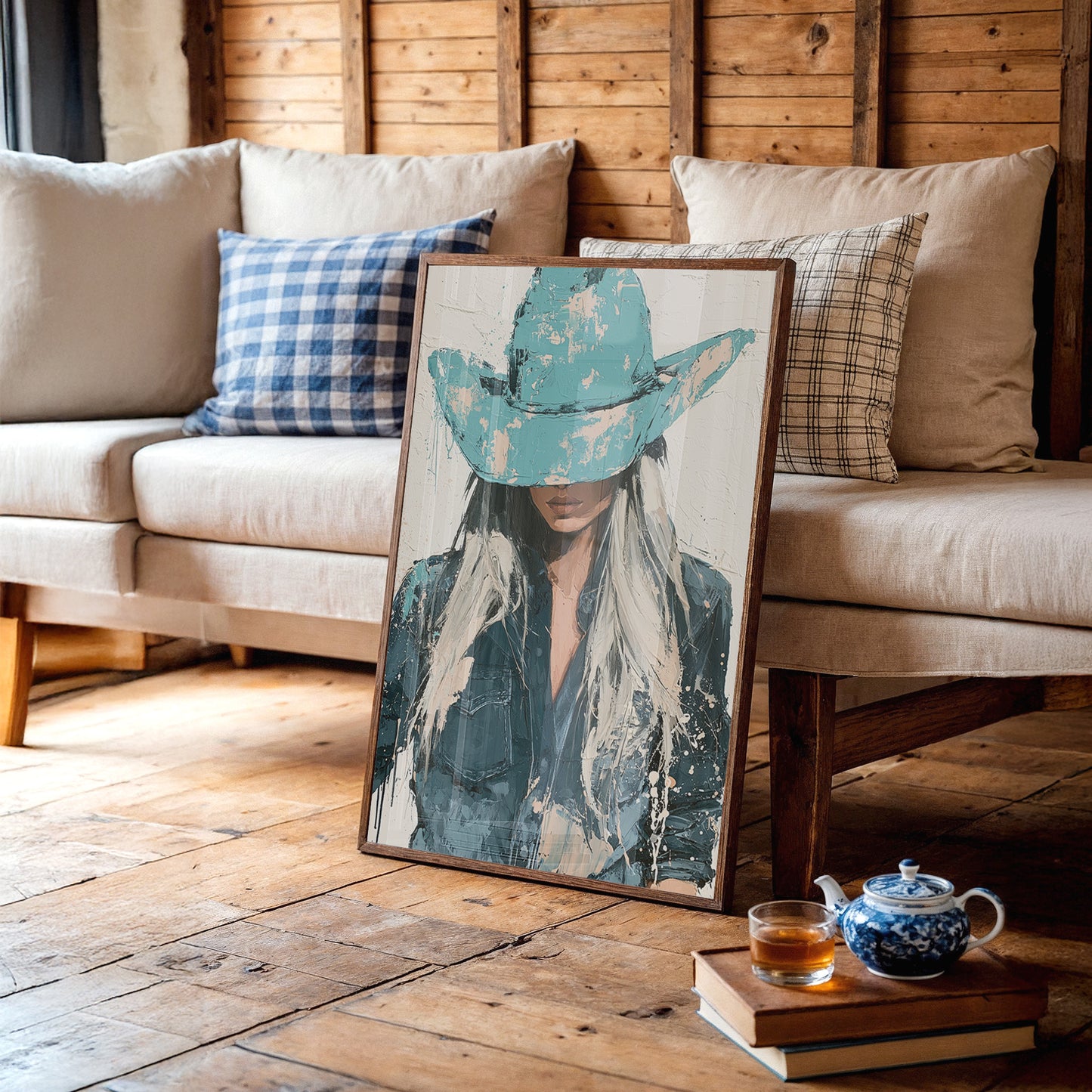 Turquoise Hat Cowgirl Portrait