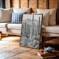 Saguaro Forest In Fine Line