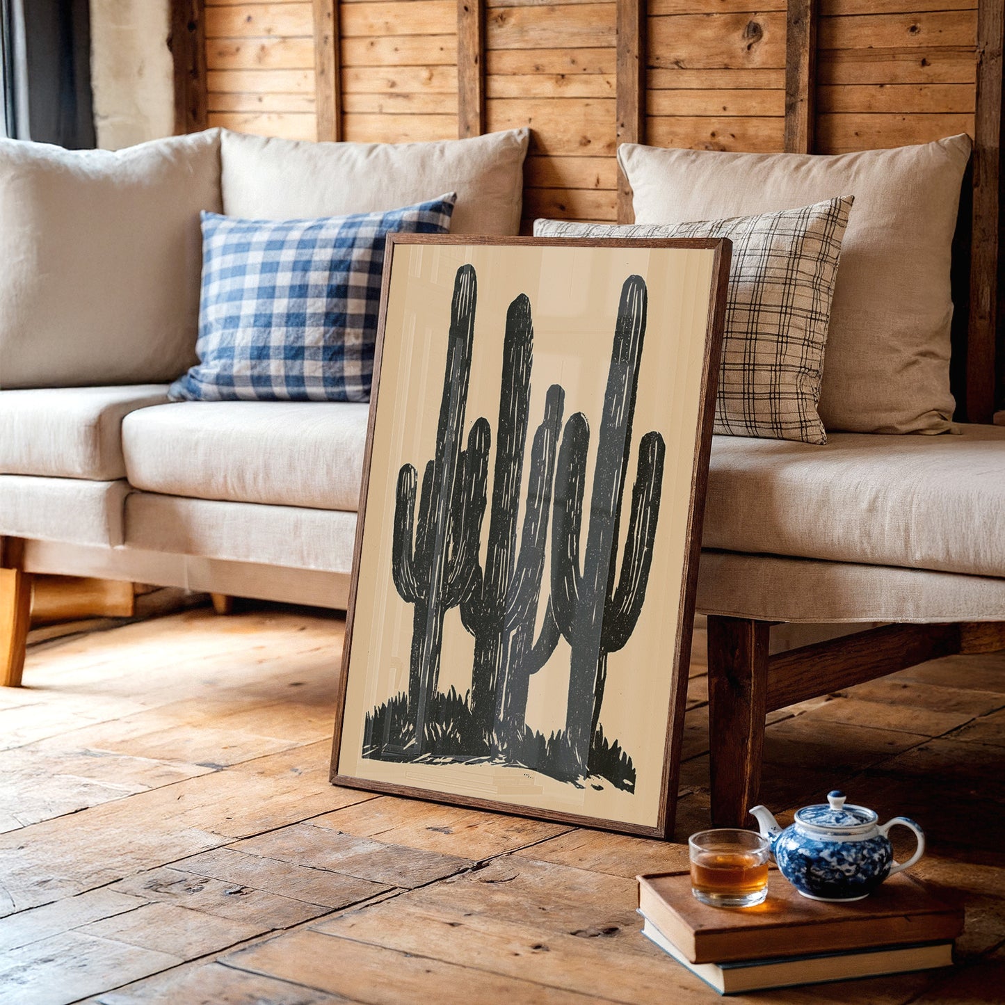 Saguaro Silhouettes At Dusk