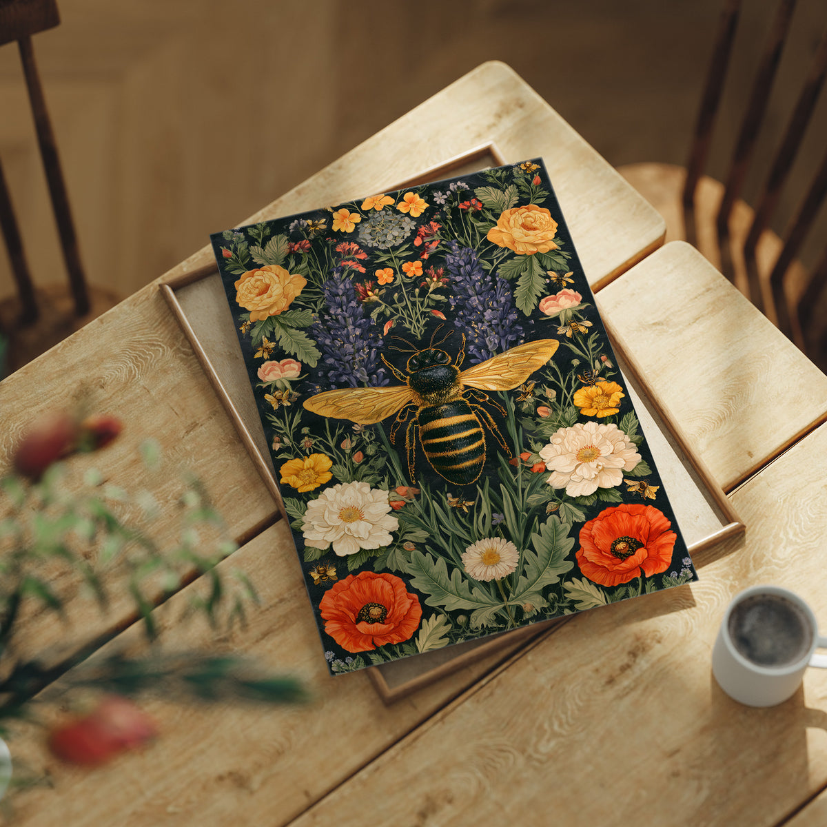 Full Buffet: Bee Among Poppies and Peonies