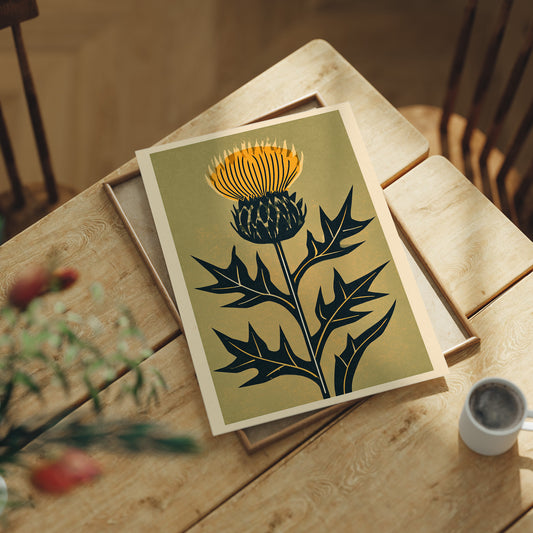 Thistle Woodblock Silhouette