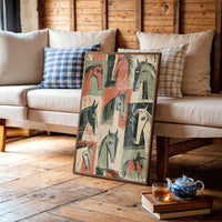 Horse Heads Block Print Grid