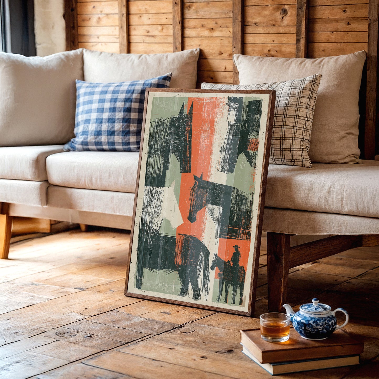 Abstract Rangeland Woodcut