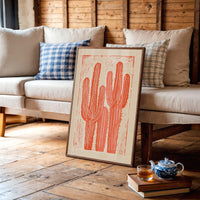 Saguaro Silhouette in Coral