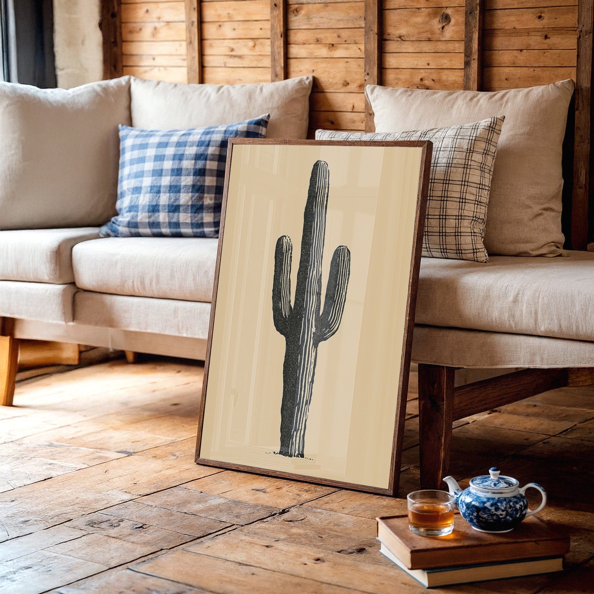 Solo Saguaro Block Print