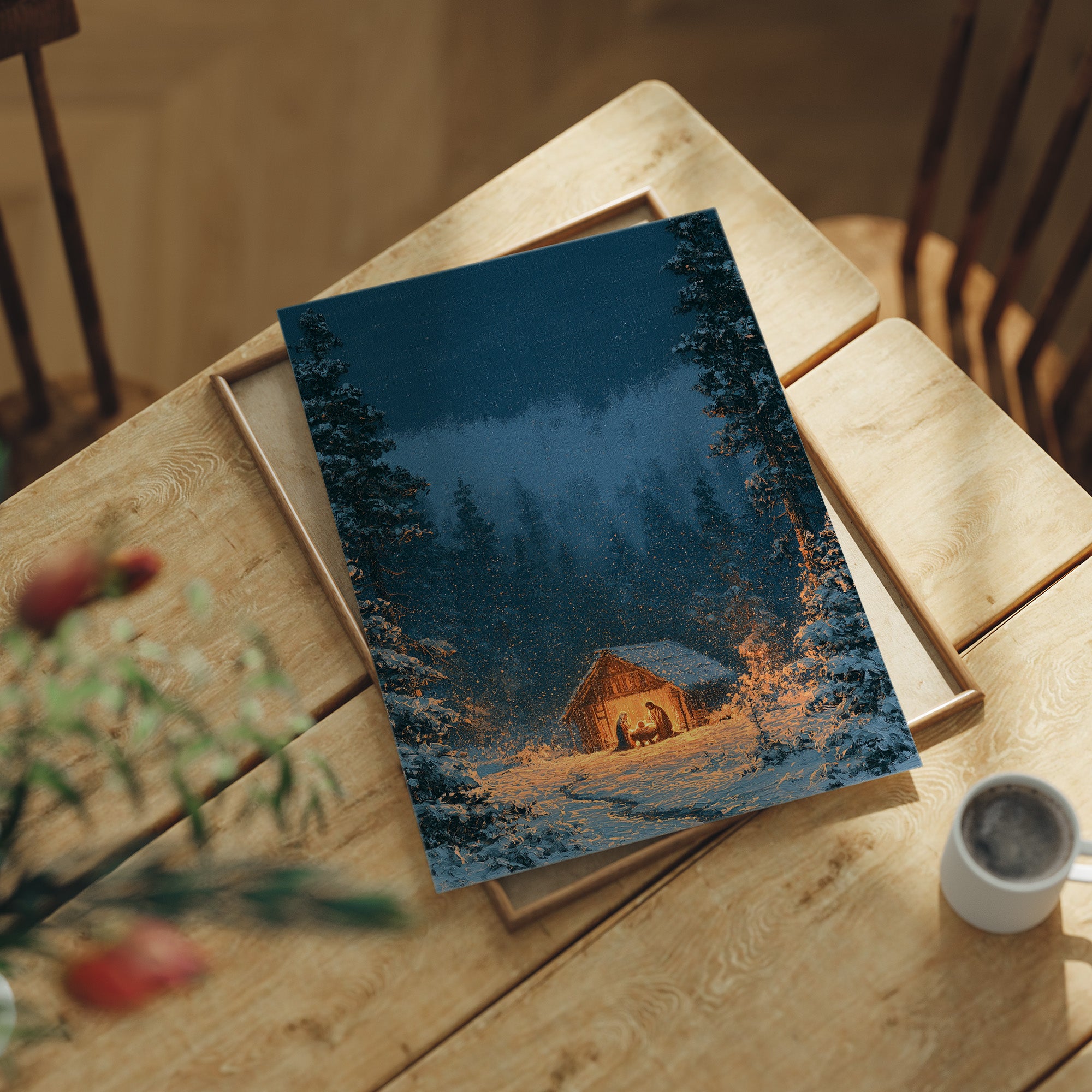 Manger in the Snowy Pines