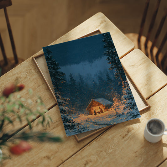 Manger in the Snowy Pines