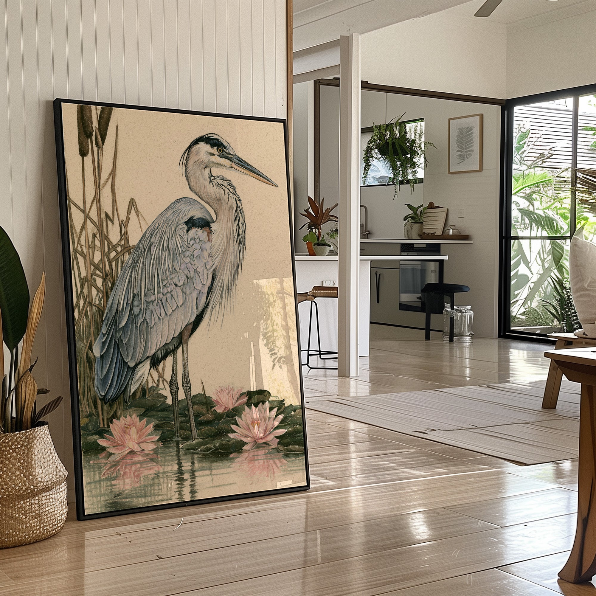 Heron at the Water Lilies