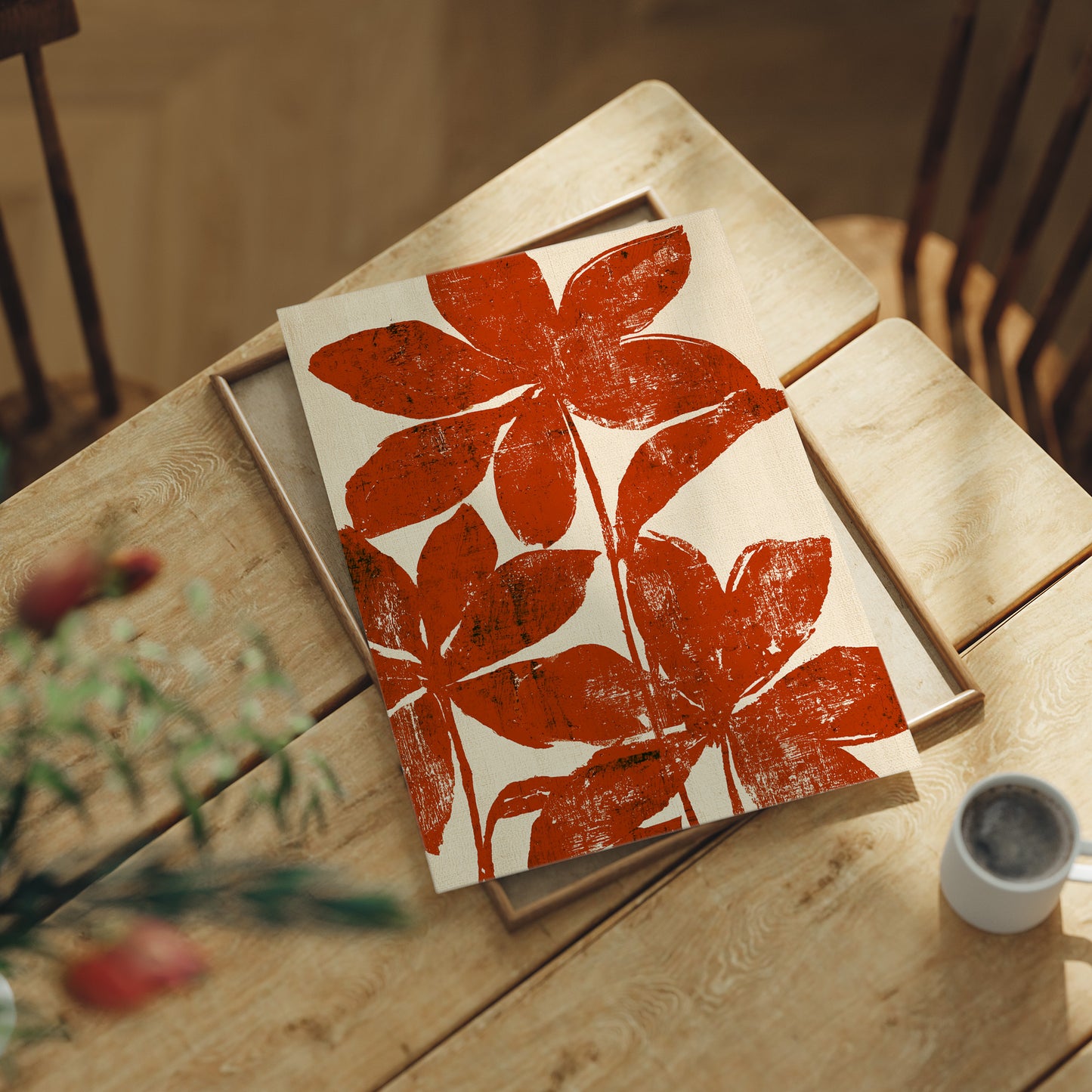Rust Red Silhouette Blooms