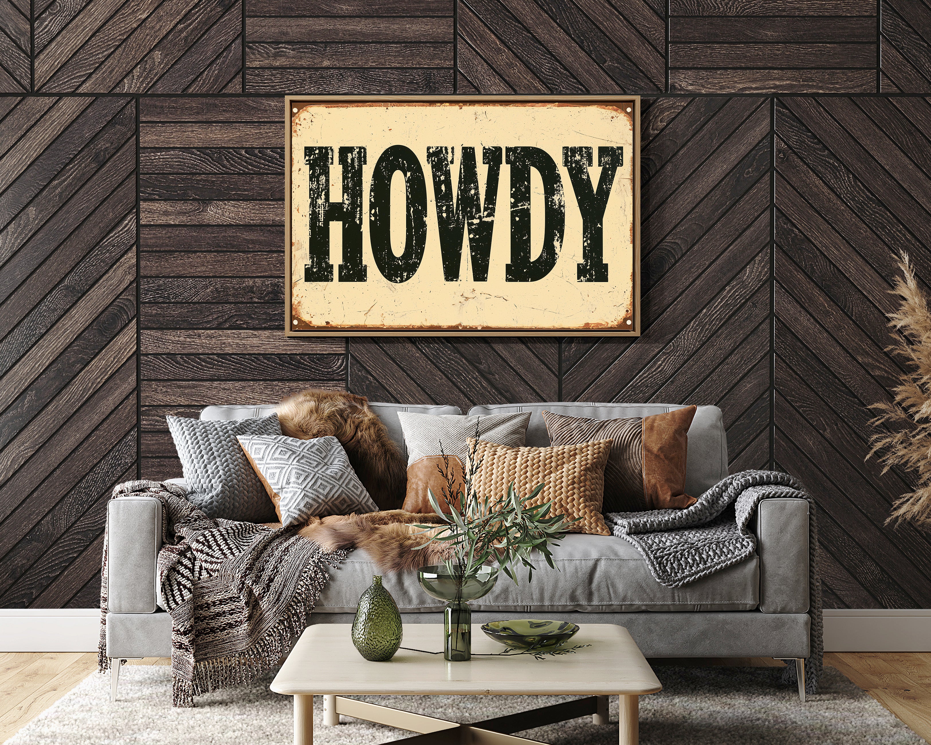 Howdy, Rusted Tin Sign