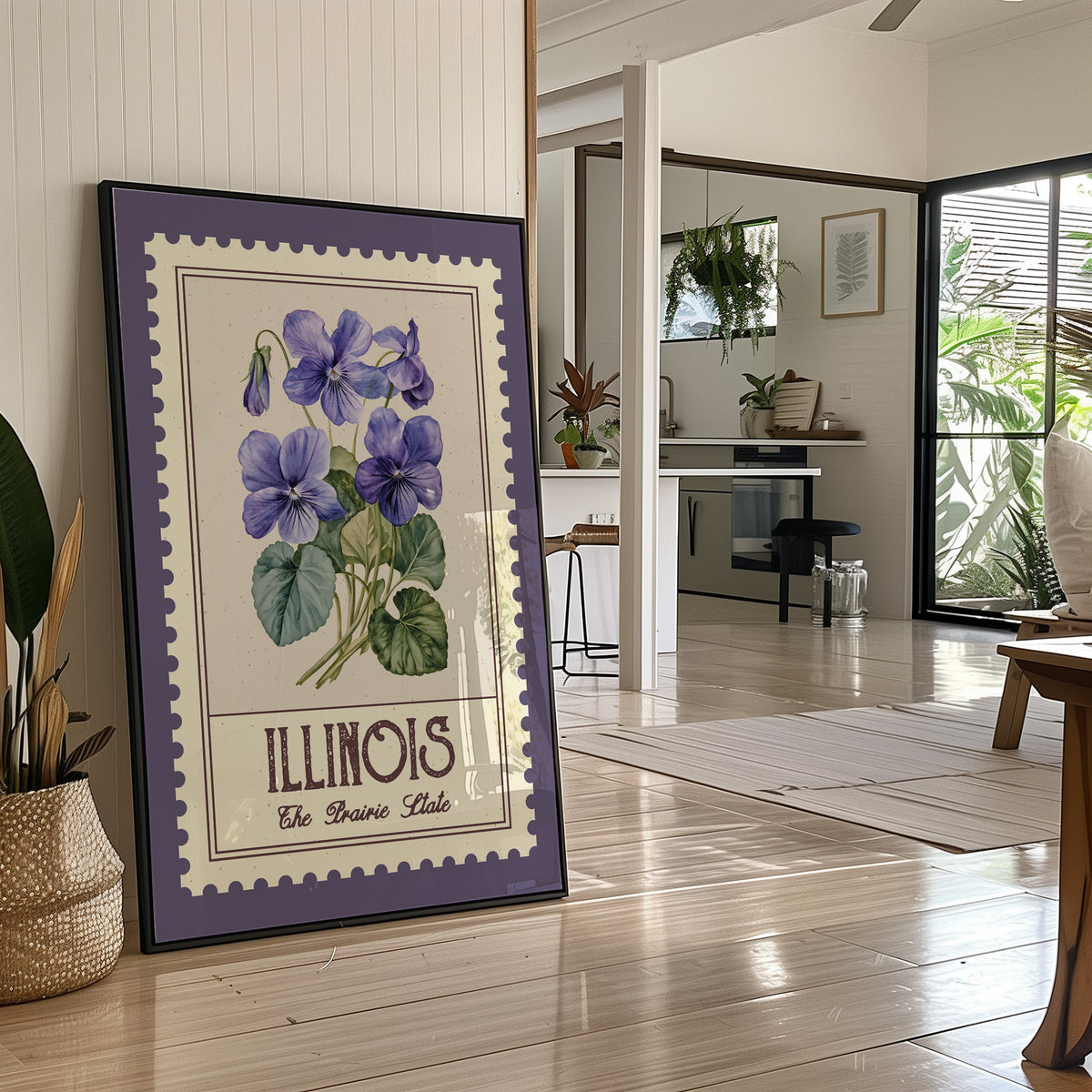 Illinois Violet Watercolor Stamp
