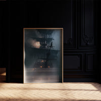 Shipshape It Is Not, print laid on a wooden table beside a white mug and flowers