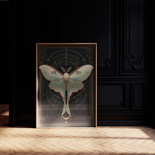 Luna Moth Under Golden Stars