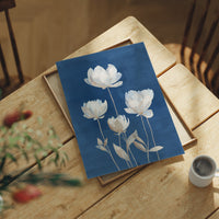 Ivory Blooms Against Blue